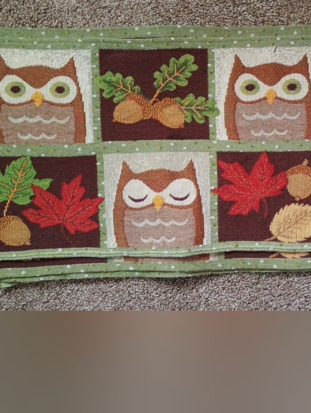 Fall Placemats,Owls- Green, Brown, Red, New, Never Used Set Of 4